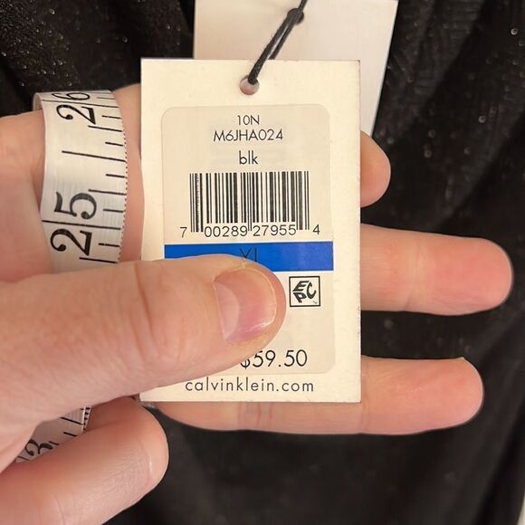 New Calvin Klein Sleeveless cowl neck top with metallic herringbone pattern - Picture 4 of 8